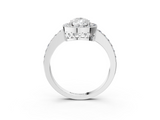 White gold Pear Halo Diamond Pavé Band Ring with Prong Setting_23