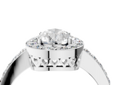 White gold Pear Halo Diamond Pavé Band Ring with Prong Setting_24