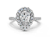 White gold Pear Halo Diamond Pavé Solitaire Ring_39