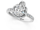 White gold Pear Halo Diamond Pave Band Ring with Four-Prong Setting_16