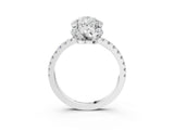 White gold Pear Halo Diamond Pave Band Ring with Four-Prong Setting_18
