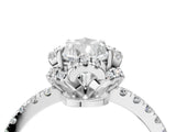 White gold Pear Halo Diamond Pave Band Ring with Four-Prong Setting_19