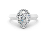 White gold Pear Halo Diamond Ring with Cathedral Band and Four-Prong Setting_79