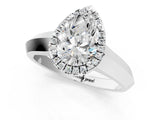 White gold Pear Halo Diamond Ring with Cathedral Band and Four-Prong Setting_80