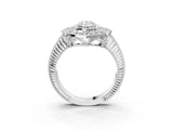 White gold Pear Halo Diamond Ring with Milgrain Bezel and Prong Setting_9
