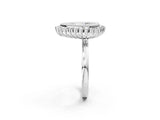 White gold Pear Halo Diamond Ring with Milgrain Edge and Round Prong Setting_28