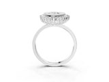 White gold Pear Halo Diamond Ring with Milgrain Edge and Round Prong Setting_29
