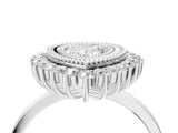 White gold Pear Halo Diamond Ring with Milgrain Edge and Round Prong Setting_30