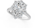 White gold Pear Halo Diamond Ring with Pavé Band and Prong Setting_25