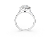 White gold Pear Halo Diamond Ring with Pavé Band and Prong Setting_26