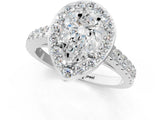 White gold Pear Halo Diamond Ring with Pavé Band and Three-Prong Setting_19