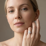 White gold Pear Halo Diamond Ring with Pavé Band and Three-Prong Setting_20