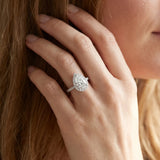 White gold Pear Halo Diamond Ring with Pavé Band and Three-Prong Setting_21
