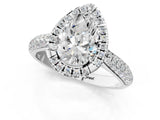 White gold Pear Halo Diamond Ring with Pavé Band_253