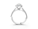 White gold Pear Halo Diamond Ring with Pavé Band_255