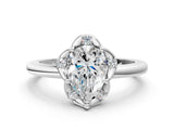 White gold Pear Halo Diamond Ring with Round Cluster Setting, Solitaire Band, and Four-Prong Setting_85