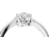 White gold Pear Halo Diamond Ring with Round Cluster Setting, Solitaire Band, and Four-Prong Setting_89