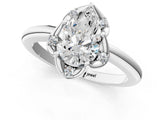 White gold Pear Halo Diamond Ring with Round Cluster Setting, Solitaire Band, and Four-Prong Setting_90