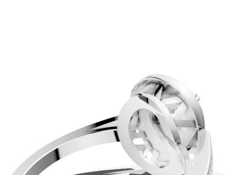 White gold Pear Halo Diamond Ring with Split Shank and Four-Prong Setting_67