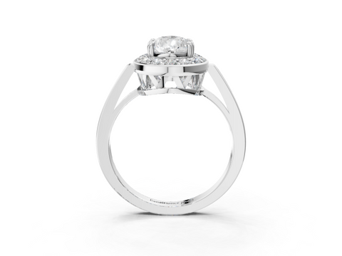 White gold Pear Halo Diamond Ring with Split Shank and Four-Prong Setting_70