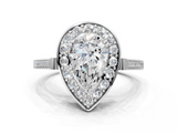 White gold Pear Halo Diamond Ring with Split Shank and Four-Prong Setting_84