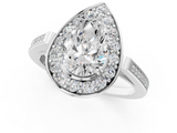 White gold Pear Halo Diamond Ring with Split Shank and Four-Prong Setting_85