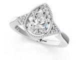 White gold Pear Halo Diamond Ring with Tapered Band and Four-Prong Setting_16