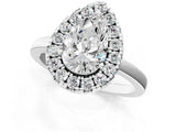 White gold Pear Halo Diamond Solitaire with Pavé Band and Four-Prong Setting_109