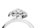 White gold Pear Halo Diamond Solitaire with Pavé Band and Four-Prong Setting_115
