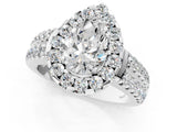 White gold Pear Halo Diamond Split Shank Engagement Ring with Prong Setting_88