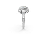White gold Pear Halo Diamond Split Shank Ring with Milgrain Detail_51