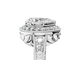 White gold Pear Halo Diamond Split Shank Ring with Milgrain Detail_54