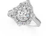 White gold Pear Halo Milgrain Pave Diamond Ring with Four-Prong Setting 2