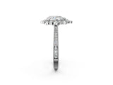 White gold Pear Halo Milgrain Pave Diamond Ring with Four-Prong Setting 3