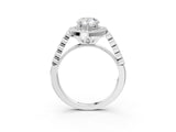 White gold Pear Halo Milgrain Solitaire with Bezel Set Side Stones and Pave Band_35