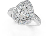 White gold Pear Halo Pavé Diamond Engagement Ring with Bezel Setting_37