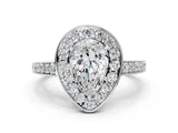 White gold Pear Halo Pavé Diamond Engagement Ring with Bezel Setting_37