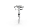 White gold Pear Halo Pavé Diamond Engagement Ring with Bezel Setting_38