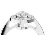 White gold Pear Halo Pavé Diamond Engagement Ring with Bezel Setting_41