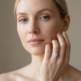 White gold Pear Halo Pavé Diamond Engagement Ring with Bezel Setting_50