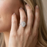 White gold Pear Halo Pavé Diamond Engagement Ring with Bezel Setting_51