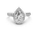 White gold Pear Halo Pavé Diamond Engagement Ring with Four-Prong Setting_26