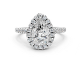 White gold Pear Halo Pavé Diamond Engagement Ring with Four-Prong Setting_3