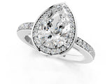 White gold Pear Halo Pave Band Solitaire Ring with Prong Setting_67