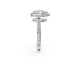 White gold Pear Halo Pave Band Solitaire Ring with Prong Setting_68