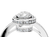 White gold Pear Halo Pave Band Solitaire Ring with Prong Setting_70