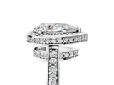 White gold Pear Halo Pave Band Solitaire Ring with Prong Setting_71