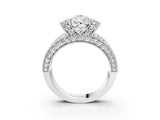 White gold Pear Halo Pave Diamond Engagement Ring with Milgrain Detailing_52