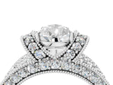 White gold Pear Halo Pave Diamond Engagement Ring with Milgrain Detailing_53