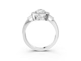 White gold Pear Halo Round Diamond Milgrain Pave Engagement Ring_12